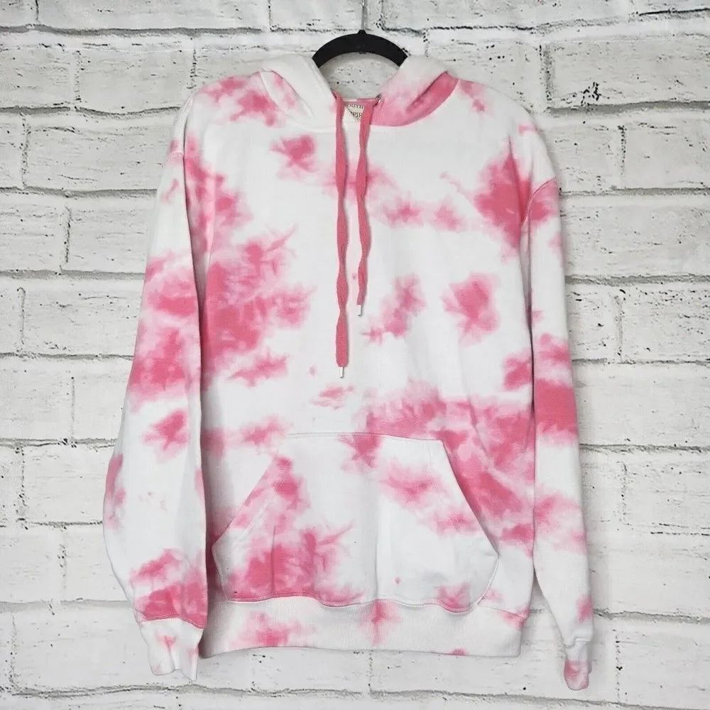 Southern Spirit Women's Pink White Tie Dye Hooded Sweatshirt Size Medium